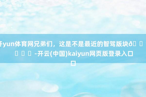 开yun体育网兄弟们，这是不是最近的智驾版块🐶 ​​​-开云(中国)kaiyun网页版登录入口