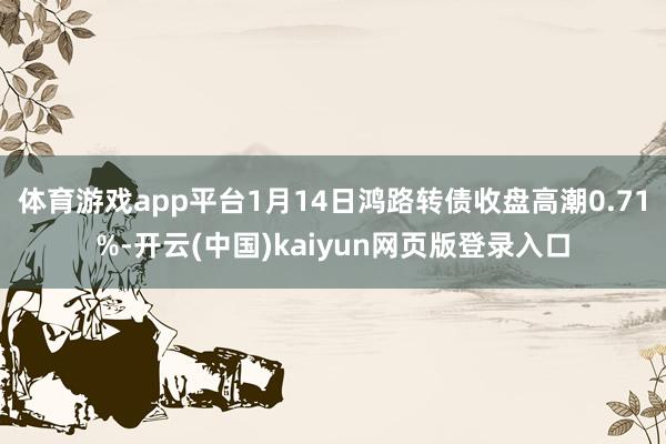 体育游戏app平台1月14日鸿路转债收盘高潮0.71%-开云(中国)kaiyun网页版登录入口
