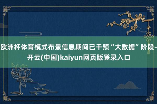 欧洲杯体育模式布景信息期间已干预“大数据”阶段-开云(中国)kaiyun网页版登录入口