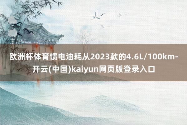 欧洲杯体育馈电油耗从2023款的4.6L/100km-开云(中国)kaiyun网页版登录入口