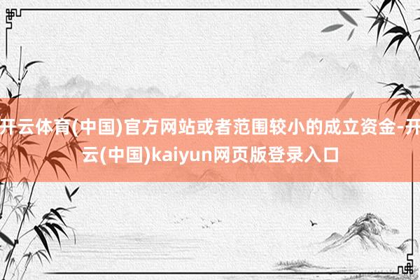 开云体育(中国)官方网站或者范围较小的成立资金-开云(中国)kaiyun网页版登录入口