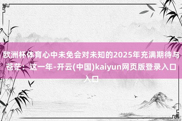 欧洲杯体育心中未免会对未知的2025年充满期待与苍茫：这一年-开云(中国)kaiyun网页版登录入口