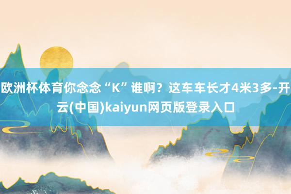 欧洲杯体育你念念“K”谁啊？这车车长才4米3多-开云(中国)kaiyun网页版登录入口