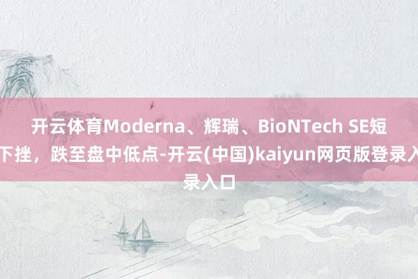 开云体育Moderna、辉瑞、BioNTech SE短线下挫，跌至盘中低点-开云(中国)kaiyun网页版登录入口