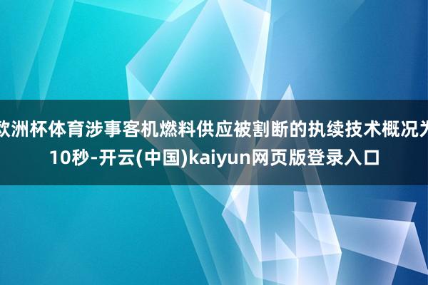 欧洲杯体育涉事客机燃料供应被割断的执续技术概况为10秒-开云(中国)kaiyun网页版登录入口