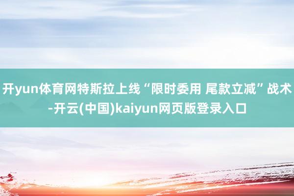 开yun体育网特斯拉上线“限时委用 尾款立减”战术-开云(中国)kaiyun网页版登录入口
