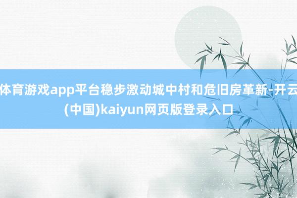 体育游戏app平台稳步激动城中村和危旧房革新-开云(中国)kaiyun网页版登录入口