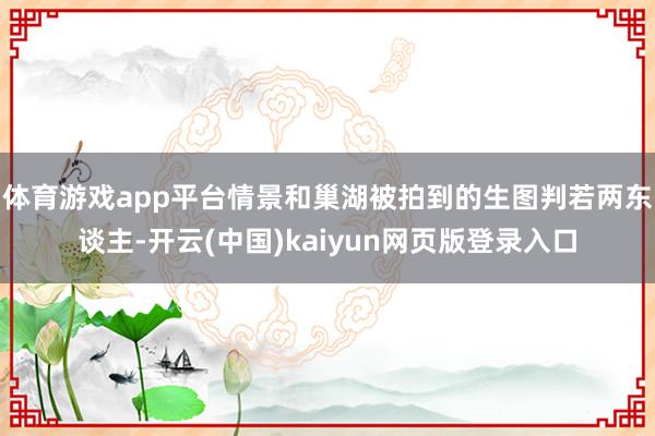 体育游戏app平台情景和巢湖被拍到的生图判若两东谈主-开云(中国)kaiyun网页版登录入口