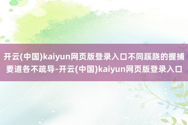 开云(中国)kaiyun网页版登录入口不同蹊跷的握捕要道各不疏导-开云(中国)kaiyun网页版登录入口