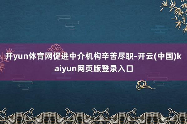 开yun体育网促进中介机构辛苦尽职-开云(中国)kaiyun网页版登录入口
