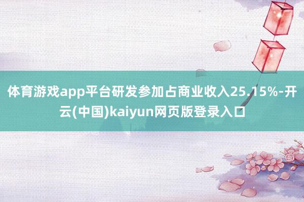 体育游戏app平台研发参加占商业收入25.15%-开云(中国)kaiyun网页版登录入口