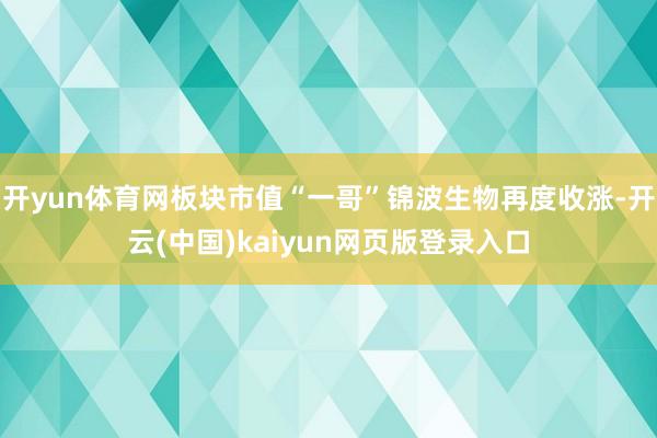 开yun体育网板块市值“一哥”锦波生物再度收涨-开云(中国)kaiyun网页版登录入口