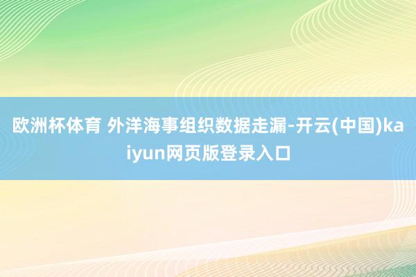 欧洲杯体育 外洋海事组织数据走漏-开云(中国)kaiyun网页版登录入口