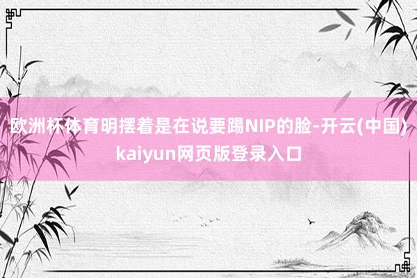 欧洲杯体育明摆着是在说要踢NIP的脸-开云(中国)kaiyun网页版登录入口