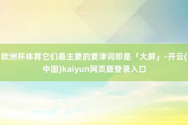 欧洲杯体育它们最主要的要津词即是「大屏」-开云(中国)kaiyun网页版登录入口