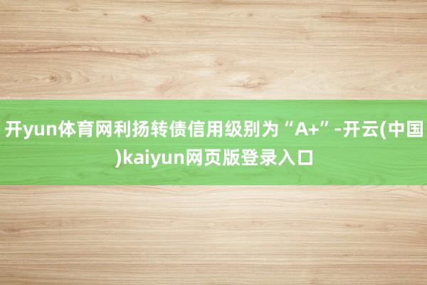 开yun体育网利扬转债信用级别为“A+”-开云(中国)kaiyun网页版登录入口